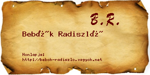Bebők Radiszló névjegykártya